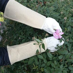 HANDLANDY Rose Pruning Gloves for Men & Women, Long Thorn Proof Gardening Gloves, Breathable Pigskin Leather Gauntlet, Best Garden Gifts & Tools for Gardener