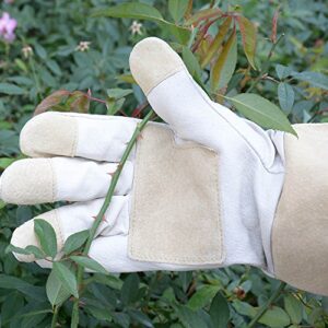 HANDLANDY Rose Pruning Gloves for Men & Women, Long Thorn Proof Gardening Gloves, Breathable Pigskin Leather Gauntlet, Best Garden Gifts & Tools for Gardener