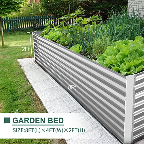 Land Guard 8×4×2 ft Galvanized Raised Garden Bed Kit, Galvanized Planter Raised Garden Boxes Outdoor, Large Metal Raised Garden Beds for Vegetables……