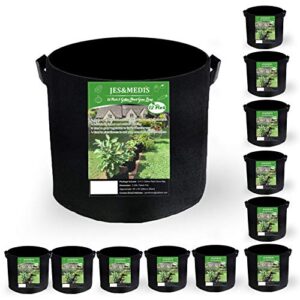 jes&medis 12-pack 3 gallon plant grow bags thick aeration non woven fabric flower vegetable pots with handles garden container black (3 gallon_12 pack)