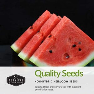 Survival Garden Seeds Tri-Color Watermelon Collection Seed Vault - Non-GMO Heirloom Mix for Planting Juicy Watermelons - Yellow Petite, Crimson Sweet (Red), & Tendersweet Orange Varieties