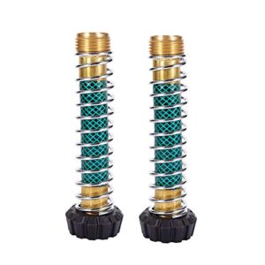 Garden Hose Coiled Spring Protector with Solid Brass Faucet Hoses Coupling Adapter Extension with Comfortable Rubberized Grip 2pcs