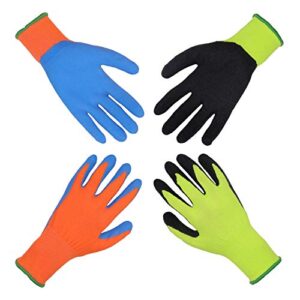handlandy kids gardening gripper gloves for age 3-13, 2 pairs foam rubber coated garden gloves for girls boys (size 6 (age 11-13))
