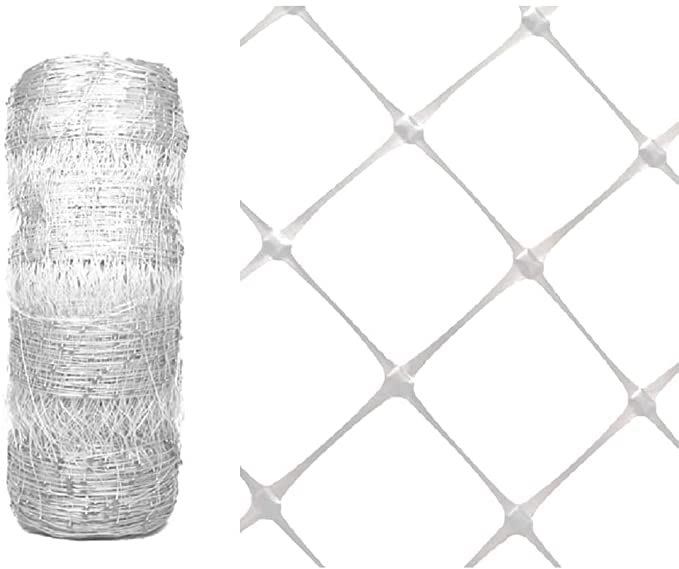 DL Wholesale VineLine Trellis Netting Garden Plant Plastic Trellis Net Roll for Climbing Plants Grow Support Fruits Vegetables, White, 5 ft x 30'