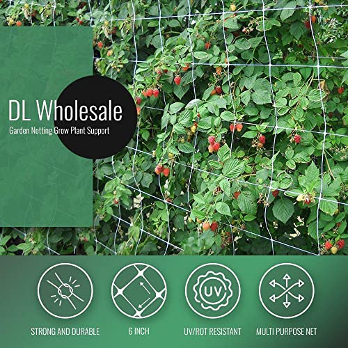 DL Wholesale VineLine Trellis Netting Garden Plant Plastic Trellis Net Roll for Climbing Plants Grow Support Fruits Vegetables, White, 5 ft x 30'