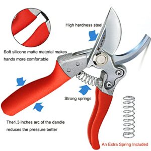 Kynup Pruning Shears for Gardening, Garden Shears Heavy Duty, Professional Bypass Pruner Hand Shears, Tree Trimmers Secateurs, Garden Clippers for Plants, Hedge Shears, Garden Tools (Red)