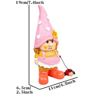 nezababy 2PCS Funny Garden Gnome Outdoor Decoration Statue Naughty Couple Sculpture Decor for Indoor Lawn Yard Patio Ornaments Resin (Gnome Girl)