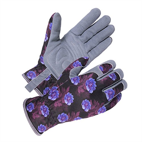 SKYDEER Extra Soft and Comfortable Deerskin Suede Garden Gloves for Women, Double Foam Padded Palm Patch for Protection and Flex Grip, Breathable and Durable (SD6613)