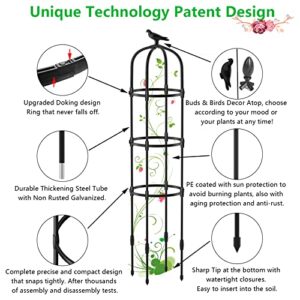 CKE NEW 2 Pack Garden Obelisk Trellis for Climbing Plants Outdoor, 6 FT Tall Rustproof Metal Plant Trellis Support Tower Obelisk Garden Trellis for Potted Climbing Flower Vegetable Vine Indoor Outdoor