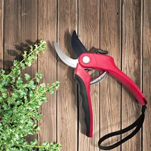 Nevlers 8" Bypass Pruning Shears for Gardening | Garden Shears with Stainless Steel Blades & 8mm Cutting Capacity| Professional Garden Scissors | Heavy Duty Gardening Hand Tools | Red Gardening Shears