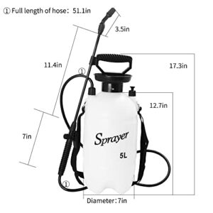 GARTOL 1.35 Gallon Garden Sprayer, Pump Pressure Sprayer in Lawn & Garden with Pressure Relief Valve, Adjustable Shoulder Strap, Translucent, for Plants and Cleaning