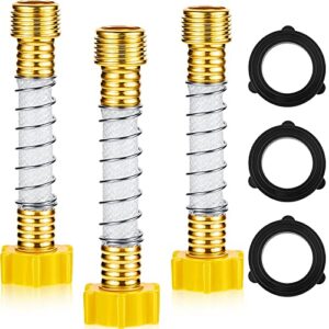 3 pieces flexible hose protector hose extension adapter garden hose extension hose coiled spring protector water filter with coil spring reduce hose crimping and straining at faucets, yellow