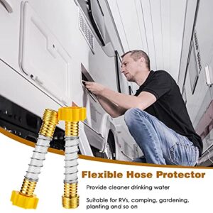 3 Pieces Flexible Hose Protector Hose Extension Adapter Garden Hose Extension Hose Coiled Spring Protector Water Filter with Coil Spring Reduce Hose Crimping and Straining at Faucets, Yellow