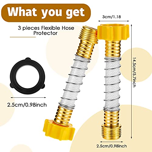 3 Pieces Flexible Hose Protector Hose Extension Adapter Garden Hose Extension Hose Coiled Spring Protector Water Filter with Coil Spring Reduce Hose Crimping and Straining at Faucets, Yellow