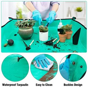 Pack of 20 Succulent Tool Set - 39.4" Indoor Plant Repotting Mat and 19 Pcs Miniature Succulent Hand Tools Garden Flower Plants Transplanting Supplies for Indoor Outdoor Plant Care (Green)