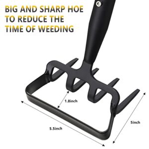 BsBsBest Hoe Garden Tools, Gardening Tools for Weeding, Stirrup Hoe Long Handle for Yard Weed Puller, Scuffle Hula Adjustable Weeding Loop Hoe for Lawn, Vegetable, Soil, Planting 37-49 Inch, Black