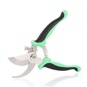 garden pruning shears, 7.5″ professional gardening scissors, sk-5 stainless steel blade tree secateurs, manual pruner for plants, gardening, trimming, garden tools (green)