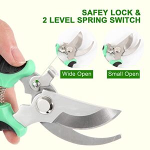 Garden Pruning Shears, 7.5" Professional Gardening Scissors, SK-5 Stainless Steel Blade Tree Secateurs, Manual Pruner for Plants, Gardening, Trimming, Garden Tools (Green)