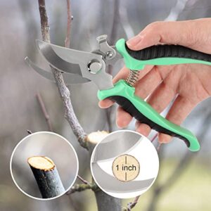 Garden Pruning Shears, 7.5" Professional Gardening Scissors, SK-5 Stainless Steel Blade Tree Secateurs, Manual Pruner for Plants, Gardening, Trimming, Garden Tools (Green)