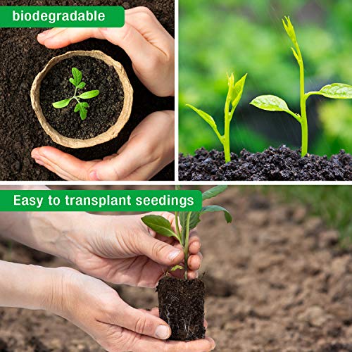 homenote Peat Pots, 120 Pcs 3.15 Inch Seed Starting Pots with Drainage Holes Round Nursery Pot, Biodegradable Plants Pots with Bonus 20 Plant Labels