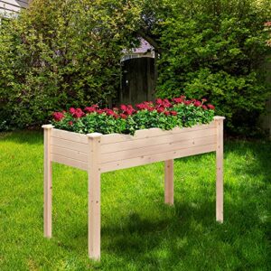 Fun Memories Raised Garden Bed 48x26x33 Inch - Elevated Solid Spruce Wood Planter Box Stand with Legs - Outdoor Patio Garden Backyard Balcony for Growing Herbs, Vegetables, Flowers - 360 lbs Capacity