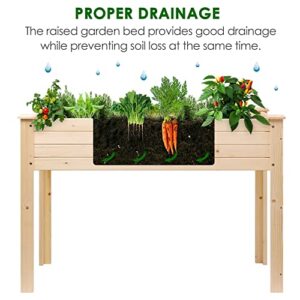 Fun Memories Raised Garden Bed 48x26x33 Inch - Elevated Solid Spruce Wood Planter Box Stand with Legs - Outdoor Patio Garden Backyard Balcony for Growing Herbs, Vegetables, Flowers - 360 lbs Capacity