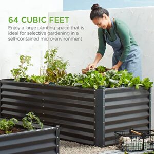 Best Choice Products 8x4x2ft Outdoor Metal Raised Garden Bed, Deep Root Planter Box for Vegetables, Flowers, Herbs, and Succulents w/ 478 Gallon Capacity - Gray