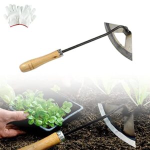 fovlry all-steel hardened hollow hoe garden tool,hollow hoe with wood handle for backyard weeding, loosening, farm planting(1pack)