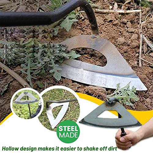 Fovlry All-Steel Hardened Hollow Hoe Garden Tool,Hollow Hoe with Wood Handle for Backyard Weeding, Loosening, Farm Planting(1PACK)