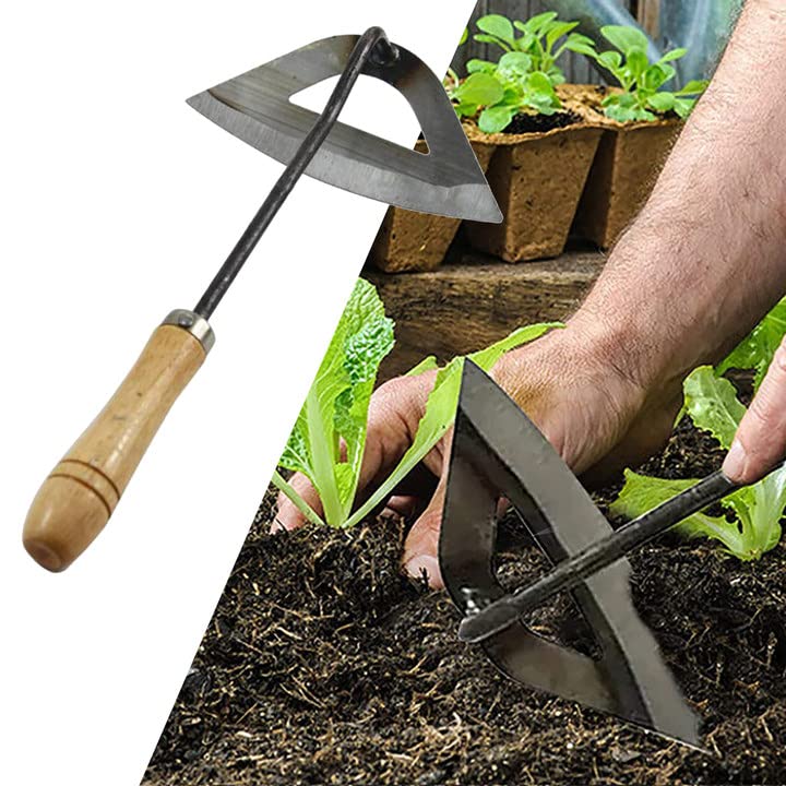 Fovlry All-Steel Hardened Hollow Hoe Garden Tool,Hollow Hoe with Wood Handle for Backyard Weeding, Loosening, Farm Planting(1PACK)