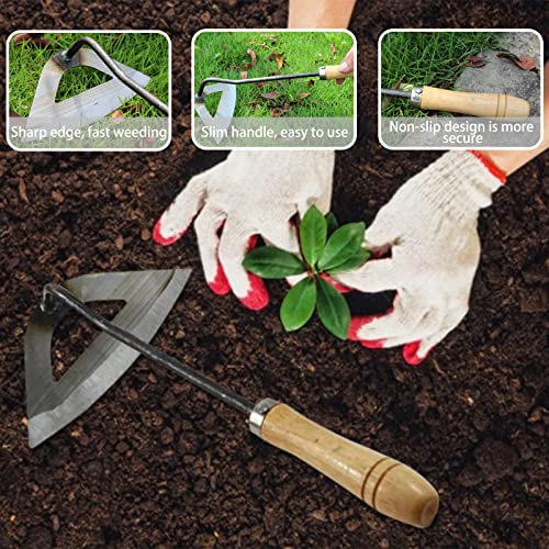 Fovlry All-Steel Hardened Hollow Hoe Garden Tool,Hollow Hoe with Wood Handle for Backyard Weeding, Loosening, Farm Planting(1PACK)