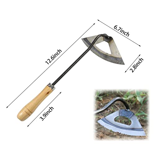 Fovlry All-Steel Hardened Hollow Hoe Garden Tool,Hollow Hoe with Wood Handle for Backyard Weeding, Loosening, Farm Planting(1PACK)