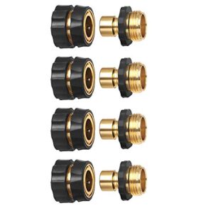 HQMPC Garden Hose Quick Connect 3/4 Inch Hose Quick Connect Water Hose Quick Connect Fittings Male and Female 3/4" GHT 4 SETS