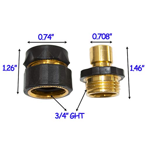 HQMPC Garden Hose Quick Connect 3/4 Inch Hose Quick Connect Water Hose Quick Connect Fittings Male and Female 3/4" GHT 4 SETS