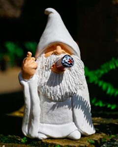 naughty smoking wizard gnome,middle finger gnome,gnomes garden decorations,garden nomes statue outdoor funny,funny lawn figurine for lawn yard balcony porch patio home ornaments outdoor decorations