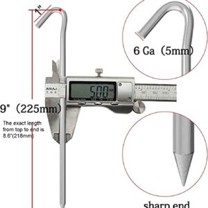 AAGUT Tent Stakes, 25 Pack 9 Inch Camping Tent Pegs, Metal Garden Edging Fence Hooks, Heavy Duty 6 Ga Galvanized Yard Camping Stake for Tarp, Inflatable, Outdoor Christmas Decorations
