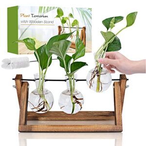 renmxj plant propagation station, gifts for women, home office garden decor planter(3 bulb vase)