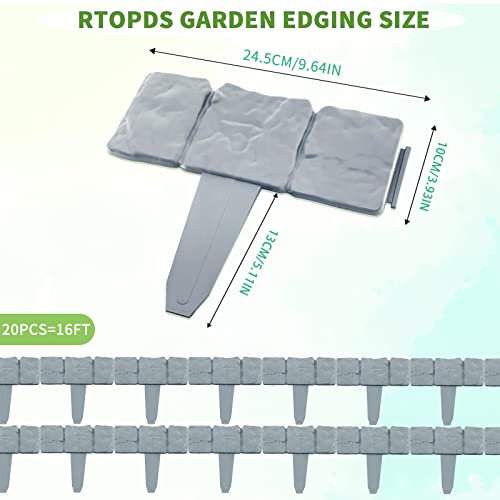 Garden Fence,Garden Edging,Landscape Edging,for DIY Decorative Patios Lawn Paths Landscape Walkways Flower Bed Edging (20 PCS)