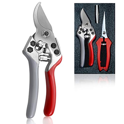 Pruning Shears, Garden Clippers Plant Scissors Professional Bypass Pruner Tree Branch Cutter Plant Trimming Scissors 2 PCS Red