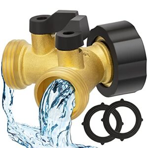 automan hose splitter 2 way | brass garden hose splitter | 100% rustproof water hose splitter with adjustable flow valves | seamless design & 2 extra rubber washers | 3/4″ y connector hose adapter.