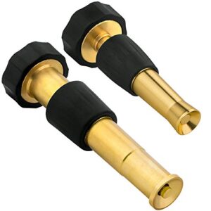 2 pack water hose nozzle and jet sweeper sprayer, adjustable garden nozzle, heavy-duty solid brass adjustable spray patterns