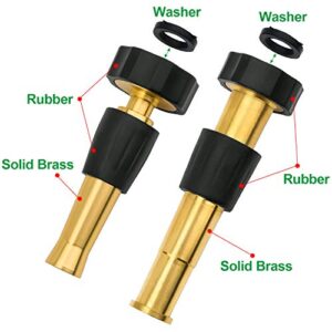 2 Pack Water Hose Nozzle And Jet Sweeper Sprayer, Adjustable Garden Nozzle, Heavy-Duty Solid Brass Adjustable Spray Patterns