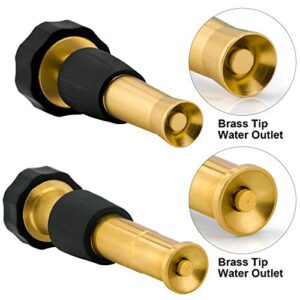 2 Pack Water Hose Nozzle And Jet Sweeper Sprayer, Adjustable Garden Nozzle, Heavy-Duty Solid Brass Adjustable Spray Patterns