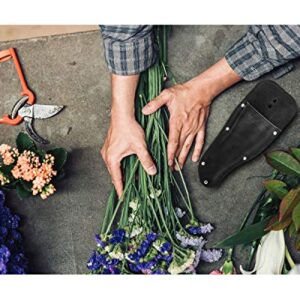 Housolution Garden Pruner Sheath, Pruner Holster, Premium PU Leather Holster Protective Case Cover Scabbard for Gardening Pruning Shears Scissor - Black