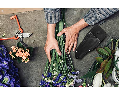 Housolution Garden Pruner Sheath, Pruner Holster, Premium PU Leather Holster Protective Case Cover Scabbard for Gardening Pruning Shears Scissor - Black