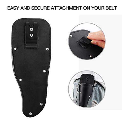 Housolution Garden Pruner Sheath, Pruner Holster, Premium PU Leather Holster Protective Case Cover Scabbard for Gardening Pruning Shears Scissor - Black