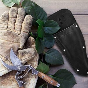 Housolution Garden Pruner Sheath, Pruner Holster, Premium PU Leather Holster Protective Case Cover Scabbard for Gardening Pruning Shears Scissor - Black