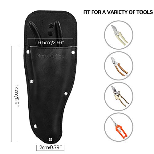 Housolution Garden Pruner Sheath, Pruner Holster, Premium PU Leather Holster Protective Case Cover Scabbard for Gardening Pruning Shears Scissor - Black