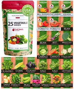 heirloom vegetable seeds | 25 non-gmo varieties | 12k+ gardening seed for planting vegetables and fruits | prepper supplies – homesteading & survival gear | garden seed for spring, summer, fall