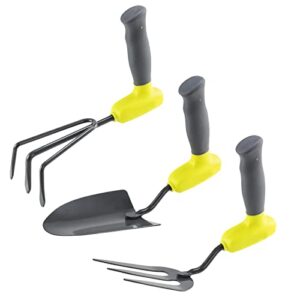 garden tools set of 3 , stainless steel gardening kit, upright handle garden tool set for hand joint damage/arthritis, garden tools gifts
